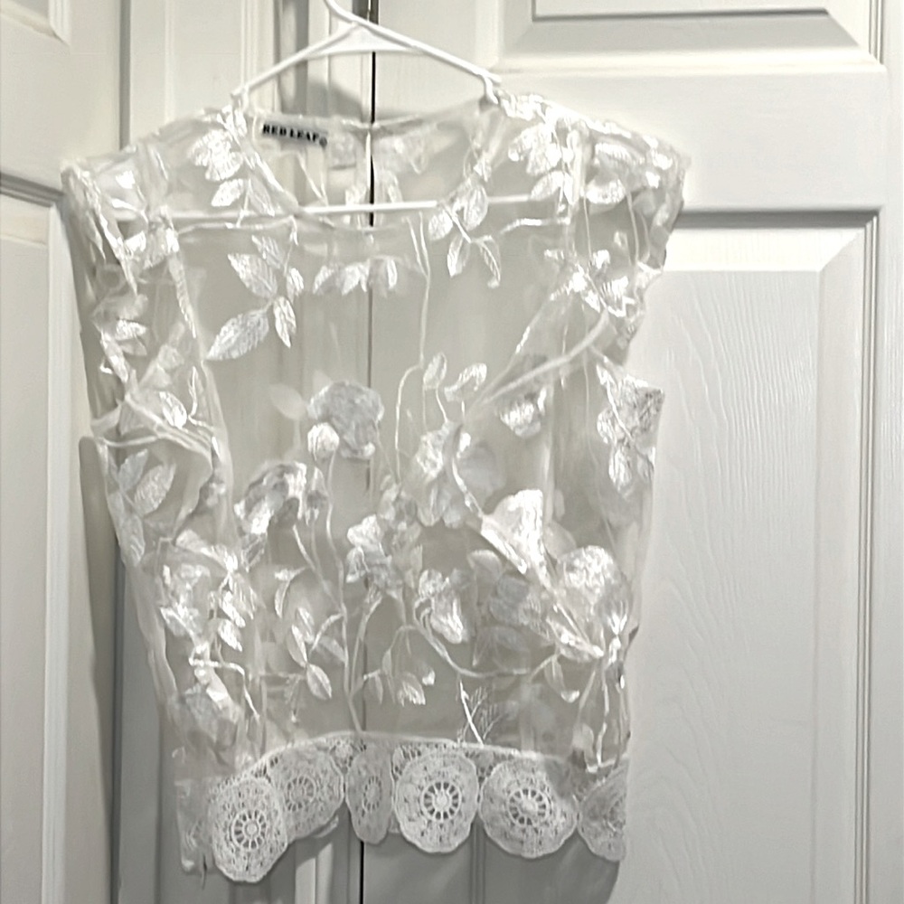White Floral Lace Blouse
